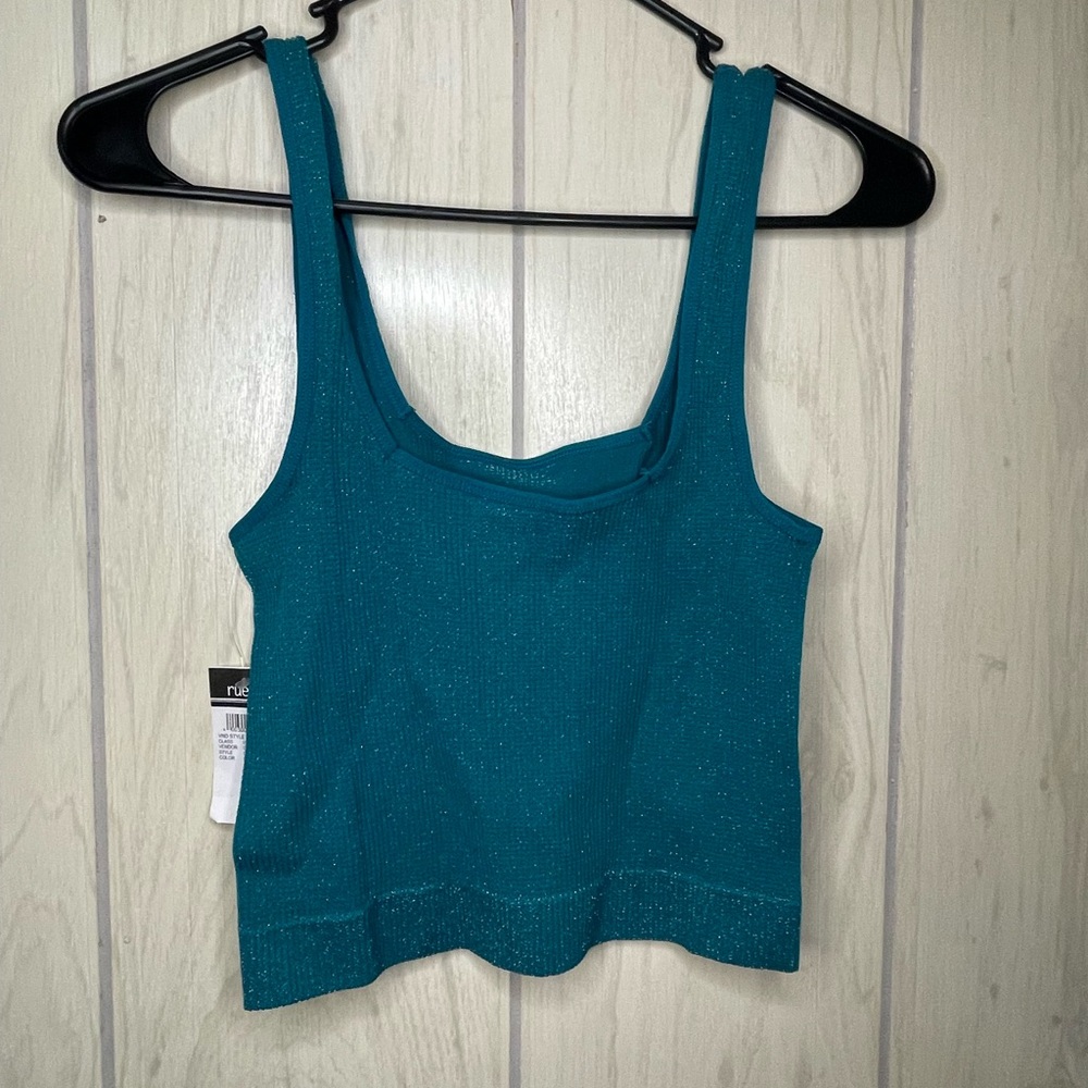 Rue21 Teal Glitter Tank Top NWT